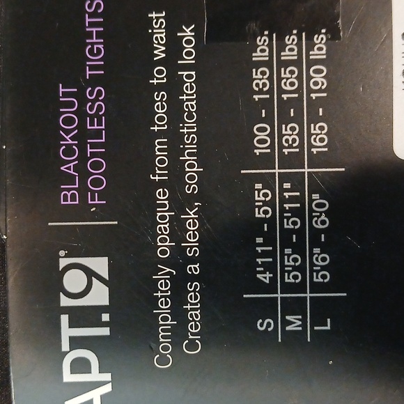 Apt.9 black out footless tights.  Size medium. - Picture 3 of 3
